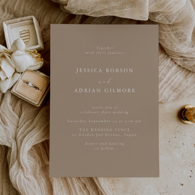Elegant and Modern Pale Taupe Wedding Invitation (Creator Uploaded)