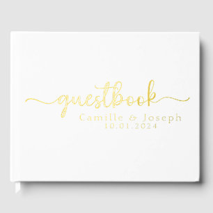 Elegant and Modern Personalized Black Foil Guest Book
