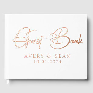 Elegant and Modern Personalized Black & Gold Foil Foil Guest Book