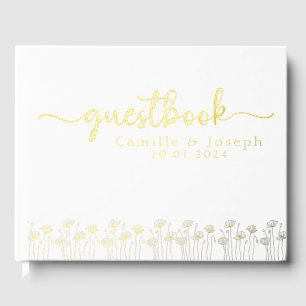 Elegant and Modern Personalized floral Foil Guest Book