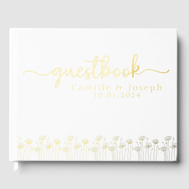 Elegant and Modern Personalized floral Foil Guest Book (Front)