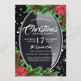 Elegant and Modern Poinsettia Party Invitation