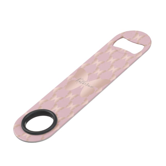 Elegant and modern rose gold butterfly design bar key (Front Angled)