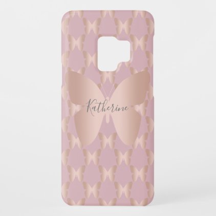 Elegant and modern rose gold butterfly design Case-Mate samsung galaxy s9 case