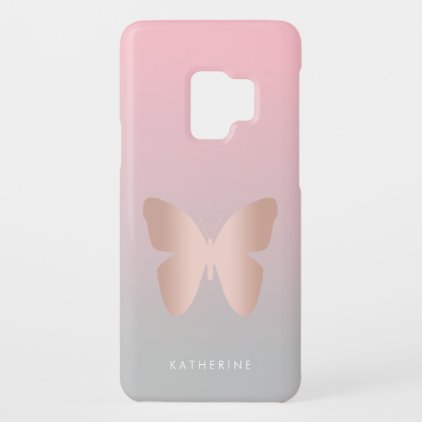 Elegant and modern rose gold butterfly design Case-Mate samsung galaxy s9 case
