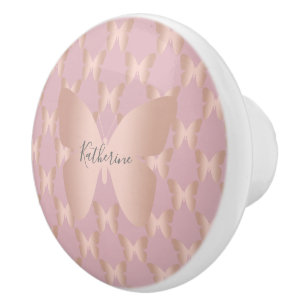 Elegant and modern rose gold butterfly design ceramic knob