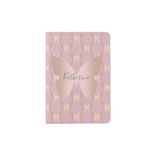 Elegant and modern rose gold butterfly design passport holder