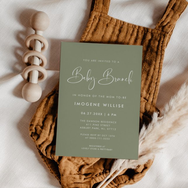 Elegant and modern Sage Green Baby Brunch Invitation (Creator Uploaded)