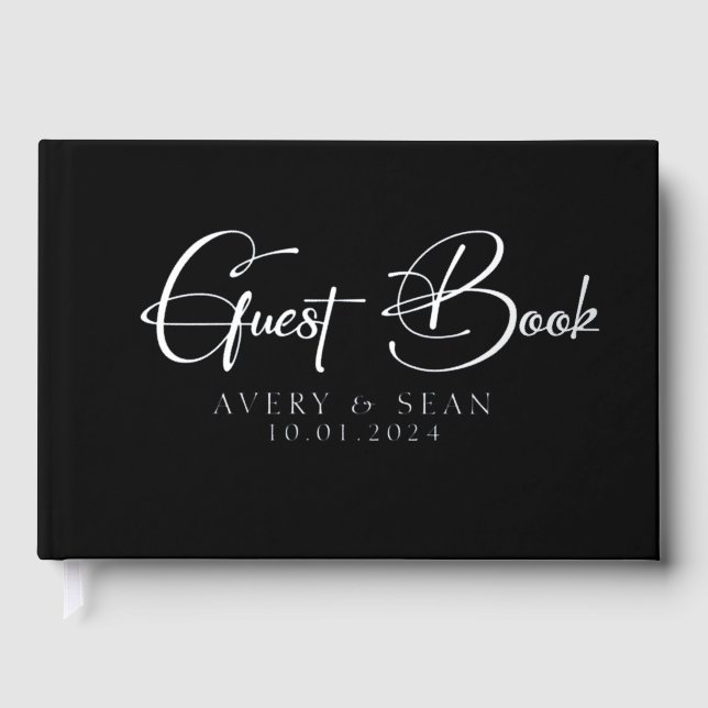 Elegant and Modern Script  Foil Guest Book (Front)