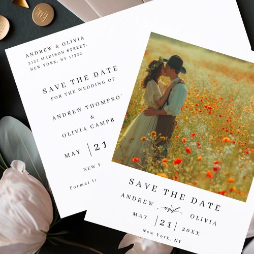 Elegant and Modern Script Wedding Save The Date Invitation Postcard