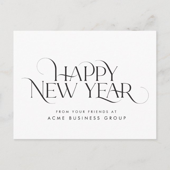 Elegant and Modern serif Happy New Year design Postcard (Front)