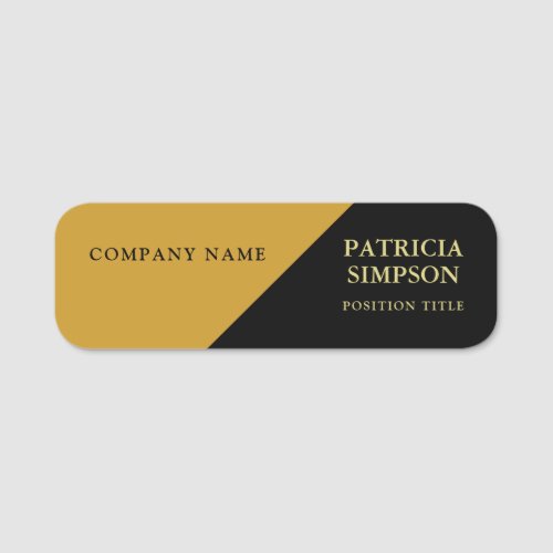 Elegant And Modern Unique Mustard Yellow  Black Name Tag