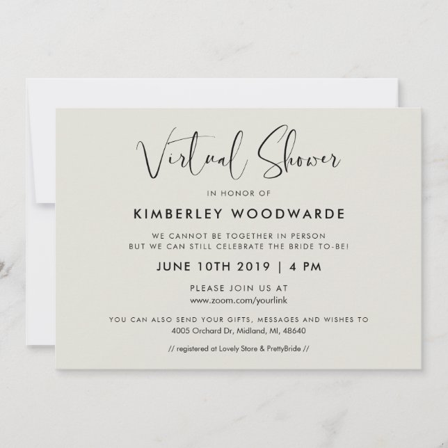 Elegant and modern Virtual shower Invitation (Front)