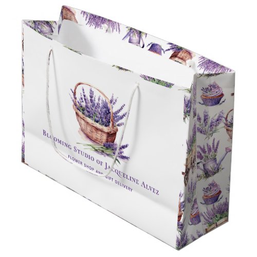 Elegant and Modern Watercolor Flower Shop Large Gift Bag