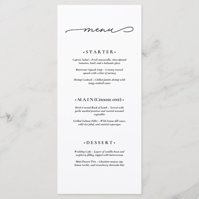  Elegant and Modern Wedding Menu (Front)