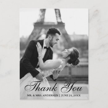 Elegant And Modern Wedding Photo Thank You Postcard by HappyMemoriesPaperCo at Zazzle
