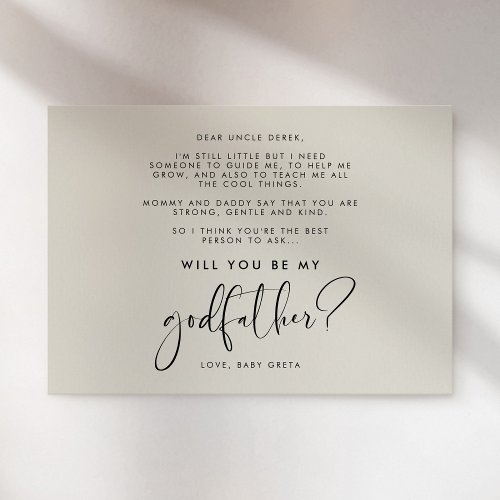 Elegant and modern Will you be my Godfather card
