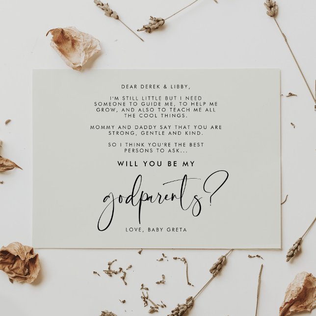 Elegant and modern Will you be my Godparents card (Creator Uploaded)