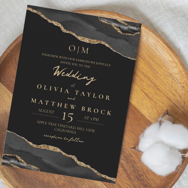  Elegant and moody Black gold Wedding Invitation (Creator Uploaded)