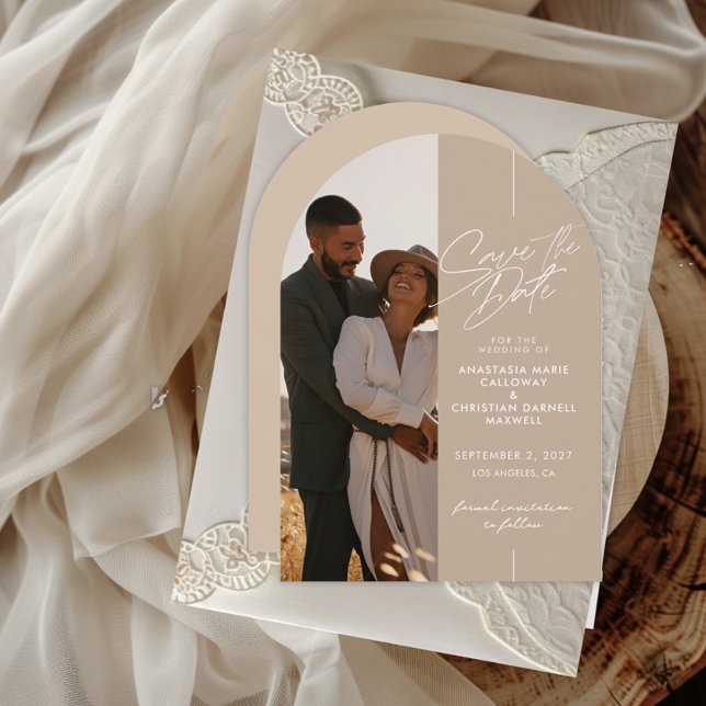 Elegant and Neutral Arch Save The Date Invitation (Creator Uploaded)