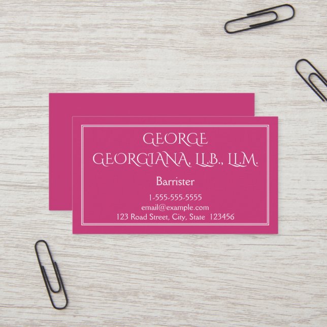 Elegant and Professional Barrister Business Card (Front/Back In Situ)