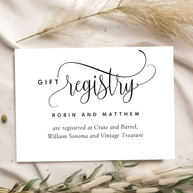 Elegant and Romantic Script Wedding Registry Enclosure Card (Creator Uploaded)
