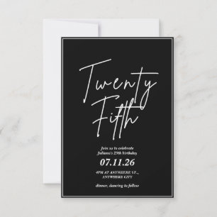 Elegant and Simple 25th Birthday Invitation