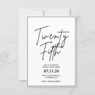 Elegant and Simple 25th Birthday Invitation