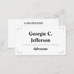 [ Thumbnail: Elegant and Simple Advocate Business Card ]