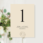 Elegant and Simple Beige Cream Table Number<br><div class="desc">Help your guests find their table with this elegant beige cream modern table number. Double sided card. Clear space all around giving you the liberty to display with table holder or frame. Attractive beige cream background and black text. Several color options. Matching seating chart cards and menus available. Have all...</div>