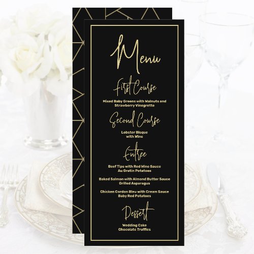 Elegant and Simple Black and Gold Geometric Modern Menu