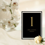 Elegant and Simple Black and Gold Table Number<br><div class="desc">Help your guests find their table with this elegant modern black and gold table number. Double sided cards. Clear space all around giving you the liberty to use use table holder or frame. Attractive black background and golden hue text. Several color options. Matching seating chart cards and menus available. Part...</div>