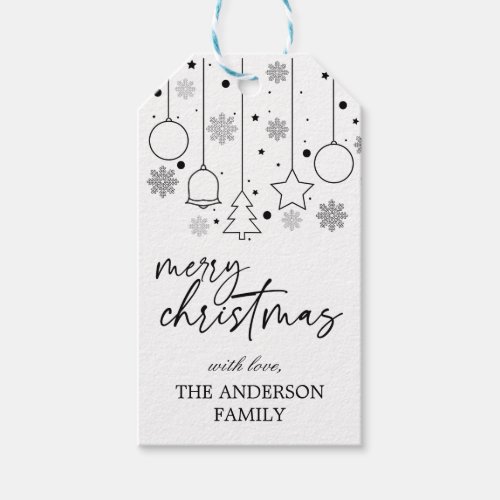 Elegant and simple black and white Christmas Gift Tags