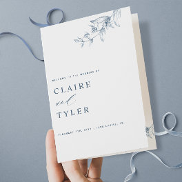 Elegant and Simple, Blue Wedding Program