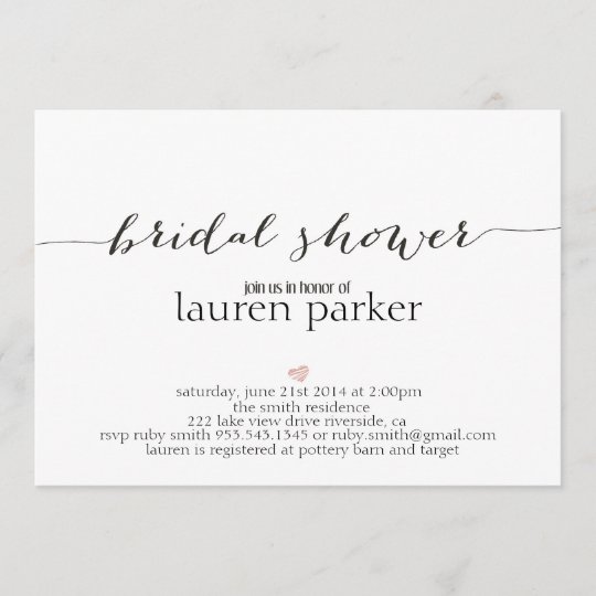 Elegant and Simple Bridal Shower Invitation | Zazzle.com