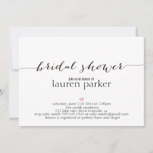 Elegant and Simple Bridal Shower Invitation