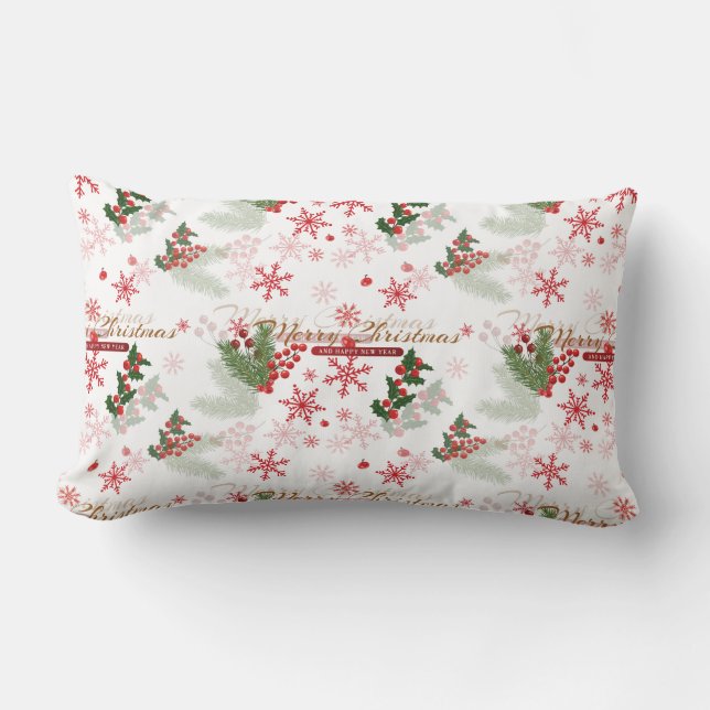 Elegant and Simple Christmas Pattern Lumbar Pillow (Front)