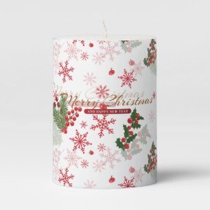 Elegant and Simple Christmas Pattern Pillar Candle