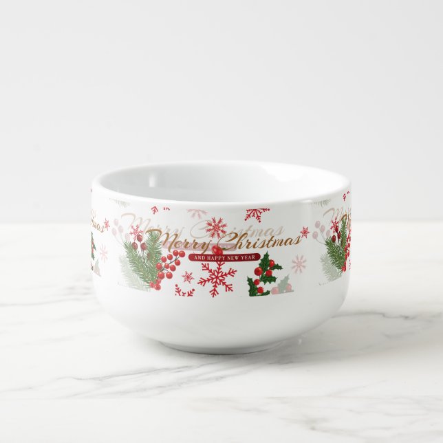 Elegant and Simple Christmas Pattern Soup Mug (Front)