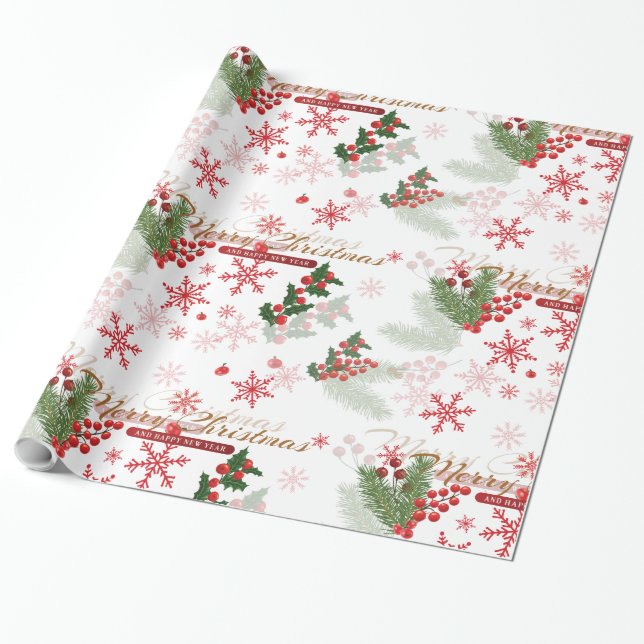 Elegant and Simple Christmas Pattern Wrapping Paper (Unrolled)