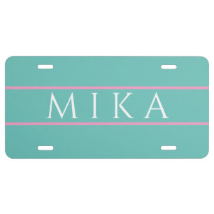 Elegant And Simple, DIY White Name/ Sage & Pink License Plate