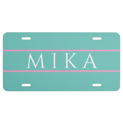 Elegant And Simple DIY White Name Sage  Pink License Plate