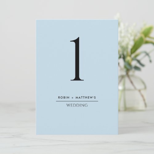 Elegant and Simple Dusty Blue Table Number