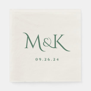 Elegant and Simple Emerald Green Wedding Monogram Napkins