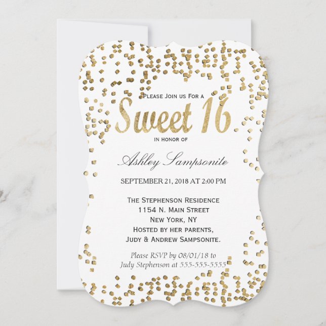 Elegant and Simple Faux Gold Confetti Invitation (Front)