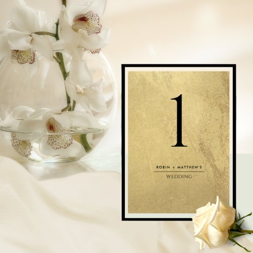 Elegant and Simple Gold and Black Table Number