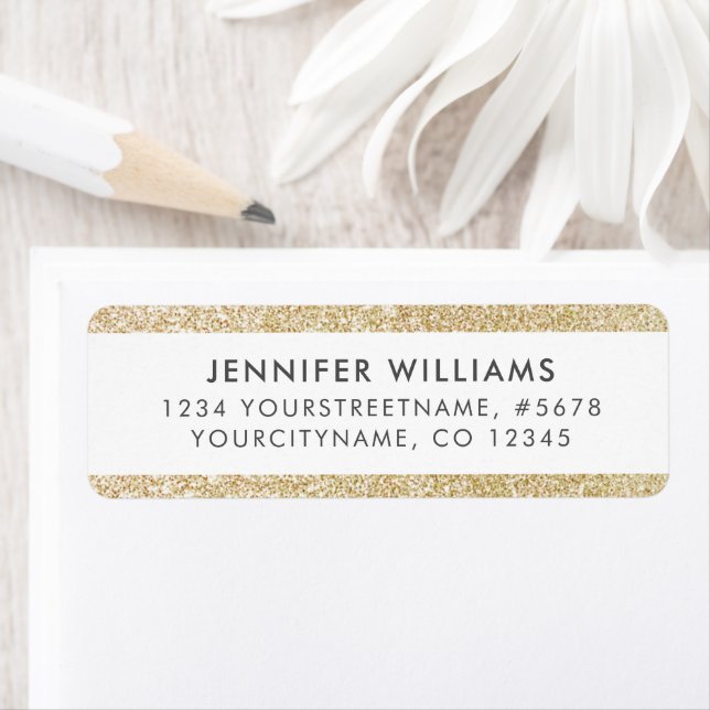 Elegant and Simple Gold Faux Glitter Stripes Label (Insitu)