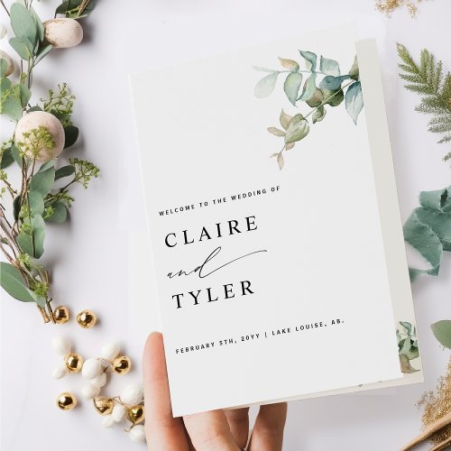 Elegant and Simple Greenery Wedding Program