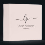 Elegant and simple handwritten script calligraphy 3 ring binder<br><div class="desc">Beautiful and modern design. Simply add your initials between the symbols and customize the text.</div>