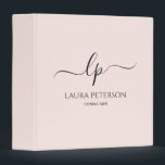 Elegant and simple handwritten script calligraphy 3 ring binder<br><div class="desc">Beautiful and modern design. Simply add your initials between the symbols and customize the text.</div>